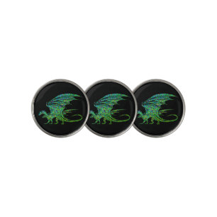 Amazing Green Dragon Mosaic Golf Ball Marker