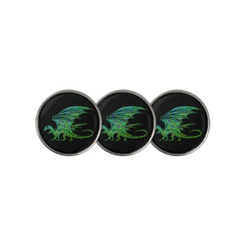 Amazing Green Dragon Mosaic  Golf Ball Marker