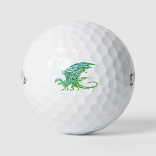 Amazing Green Dragon Mosaic  Golf Balls