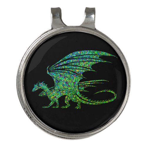 Amazing Green Dragon Mosaic  Golf Hat Clip