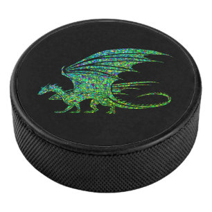 Amazing Green Dragon Mosaic Hockey Puck