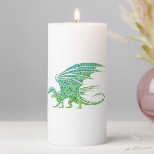 Amazing Green Dragon Mosaic Pillar Candle