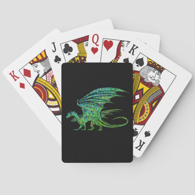Amazing Green Dragon Mosaic Playing Cards (Back)