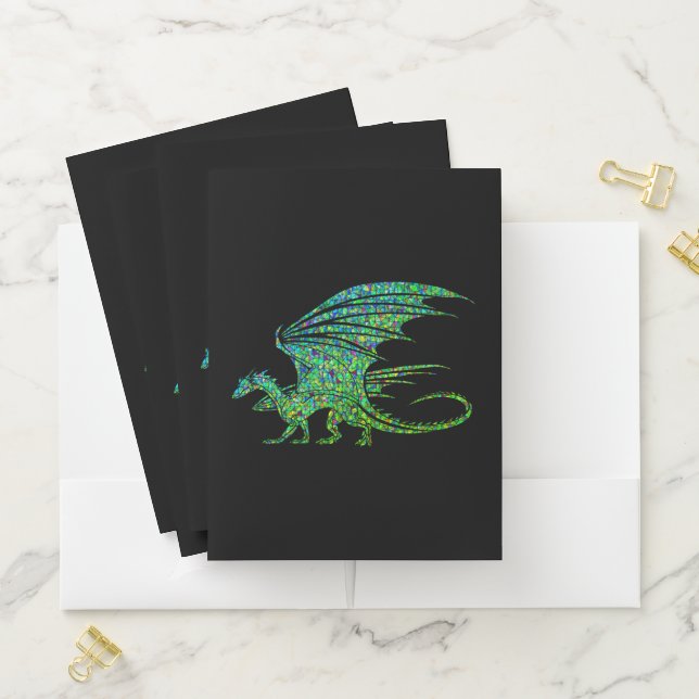 Amazing Green Dragon Mosaic  Pocket Folder (In Situ)