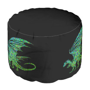 Amazing Green Dragon Mosaic Pouf