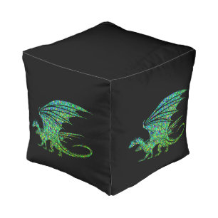 Amazing Green Dragon Mosaic Pouf