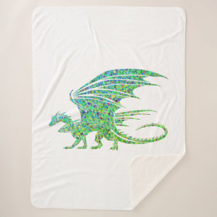 Amazing Green Dragon Mosaic Sherpa Blanket