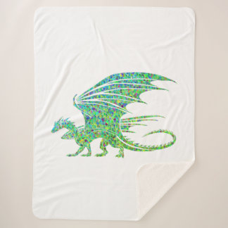 Amazing Green Dragon Mosaic  Sherpa Blanket