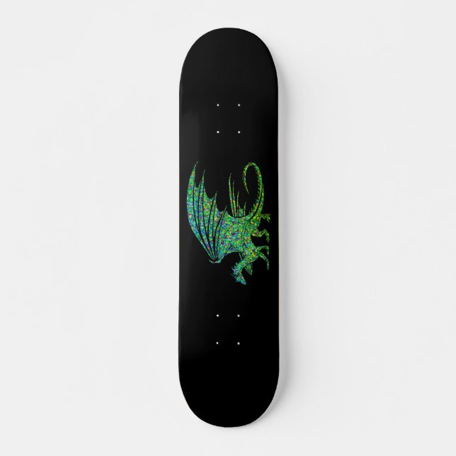 Amazing Green Dragon Mosaic  Skateboard (Front)