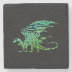 Amazing Green Dragon Mosaic Stone Coaster