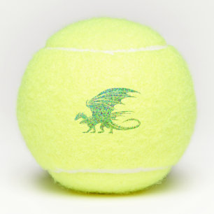 Amazing Green Dragon Mosaic Tennis Balls