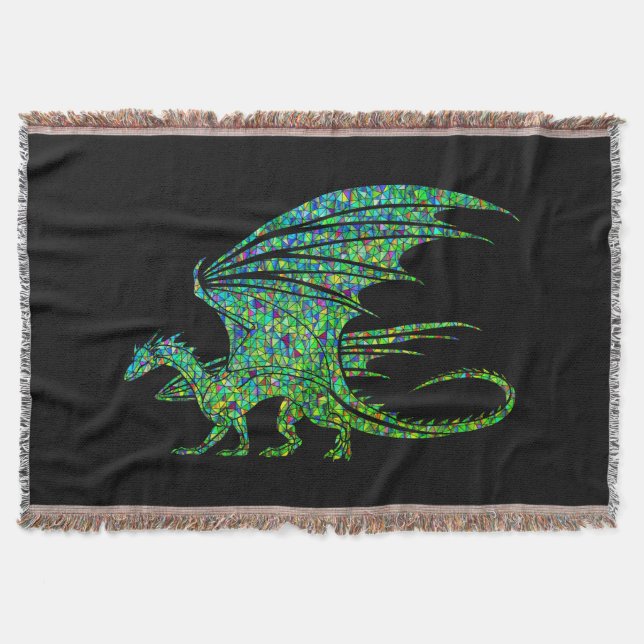 Amazing Green Dragon Mosaic  Throw Blanket (Front)