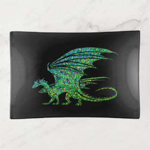 Amazing Green Dragon Mosaic  Trinket Tray