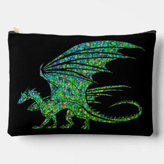 Amazing Green Mosaic Dragon Accessory Pouch