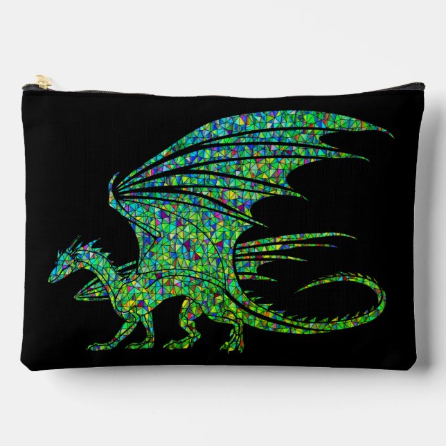 Amazing Green Mosaic Dragon  Accessory Pouch (Front)