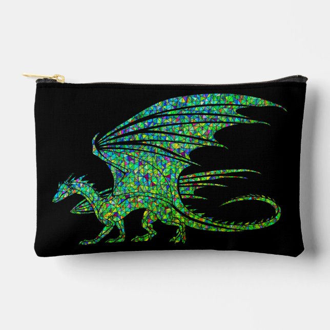 Amazing Green Mosaic Dragon  Accessory Pouch (Front)