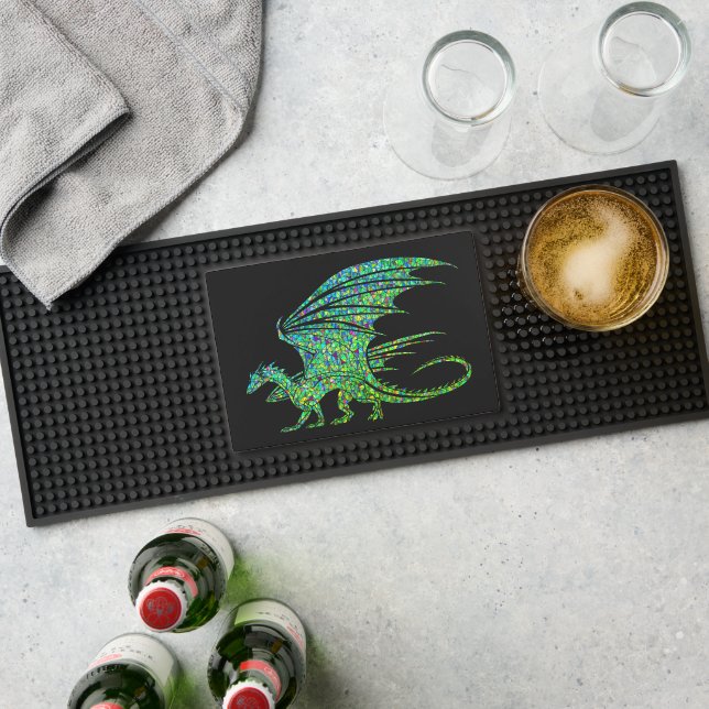 Amazing Green Mosaic Dragon  Bar Mat (Insitu (Bar 1))