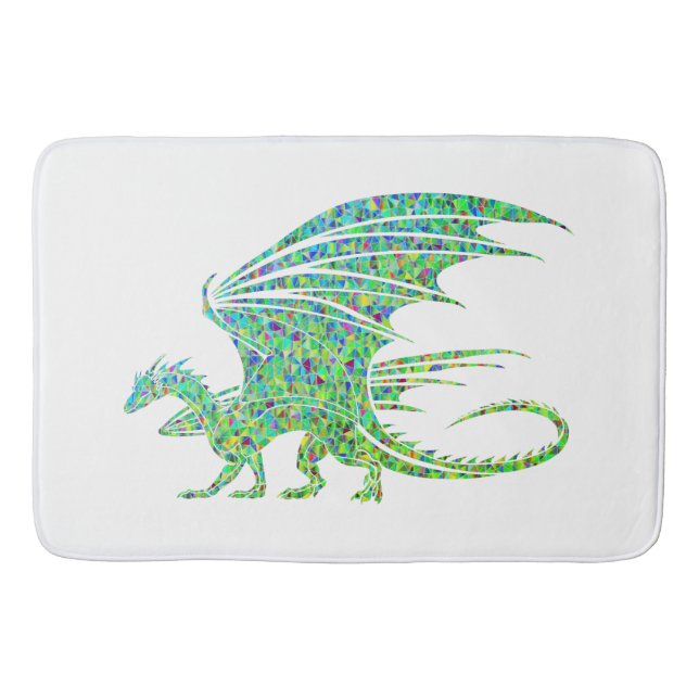Amazing Green Mosaic Dragon  Bath Mat (Front)