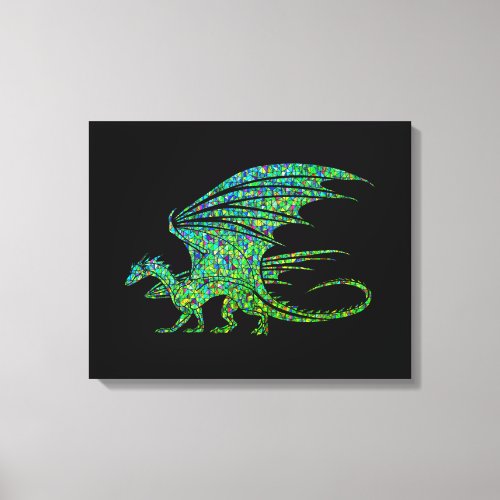 Amazing Green Mosaic Dragon  Canvas Print