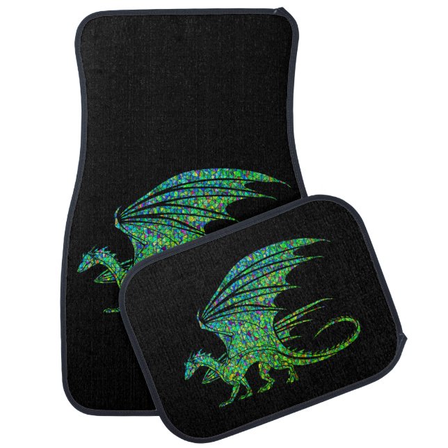 Amazing Green Mosaic Dragon  Car Floor Mat (Set)