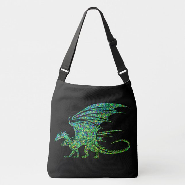 Amazing Green Mosaic Dragon  Crossbody Bag (Front)