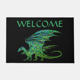 Amazing Green Mosaic Dragon Doormat