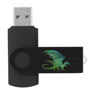 Amazing Green Mosaic Dragon Flash Drive