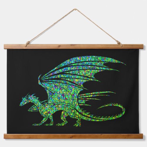 Amazing Green Mosaic Dragon Hanging Tapestry