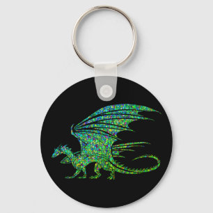 Amazing Green Mosaic Dragon Keychain