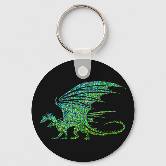 Amazing Green Mosaic Dragon  Keychain (Front)