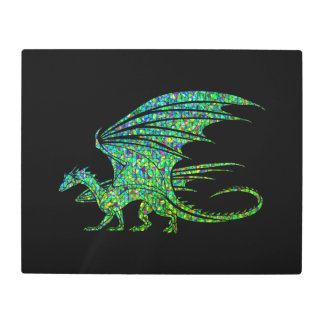 Amazing Green Mosaic Dragon Metal Print