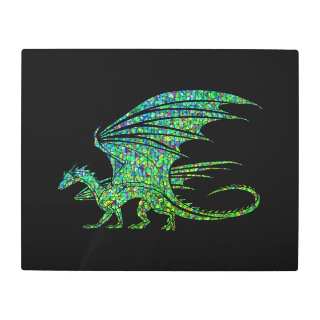 Amazing Green Mosaic Dragon  Metal Print (Front)