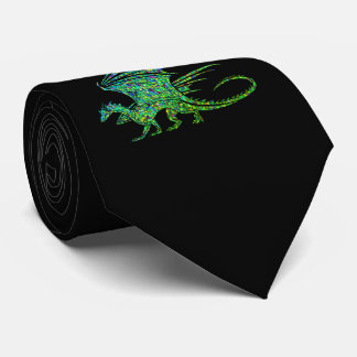 Amazing Green Mosaic Dragon  Neck Tie