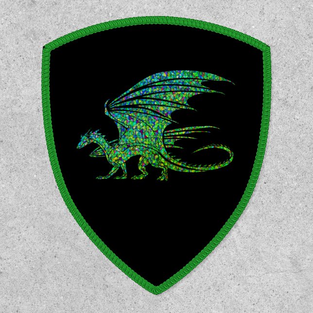 Amazing Green Mosaic Dragon  Patch (Front)
