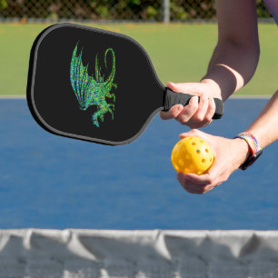 Amazing Green Mosaic Dragon Pickleball Paddle