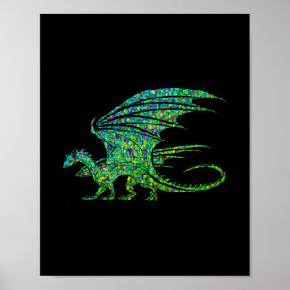 Amazing Green Mosaic Dragon  Poster