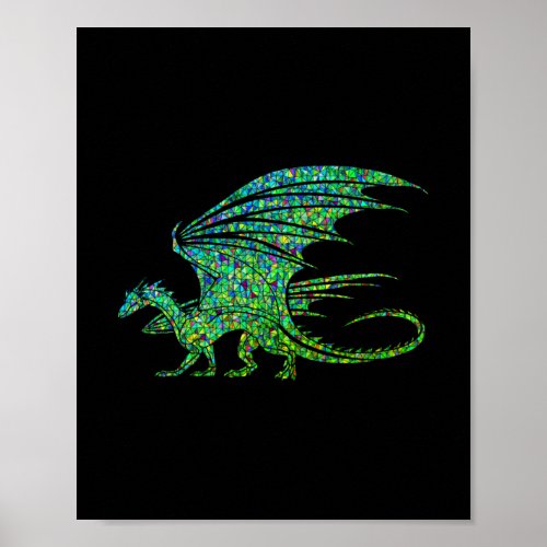 Amazing Green Mosaic Dragon  Poster