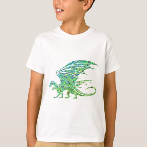 Amazing Green Mosaic Dragon  T_Shirt