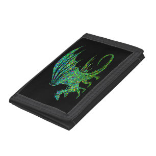 Amazing Green Mosaic Dragon Trifold Wallet