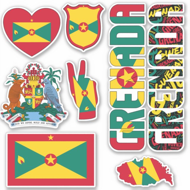 Amazing Grenada Shapes National Symbols Sticker (Front)