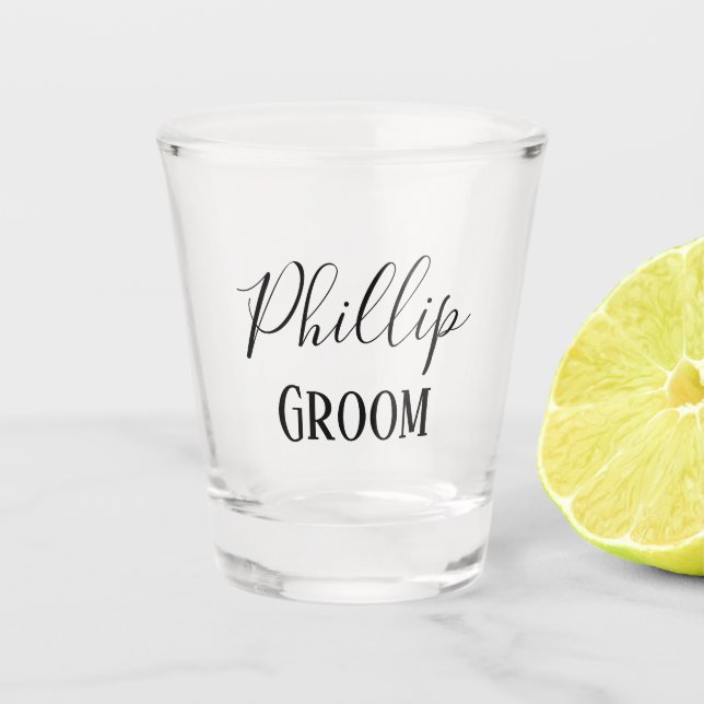 Amazing Groom Black Script Shot Glass (Front)