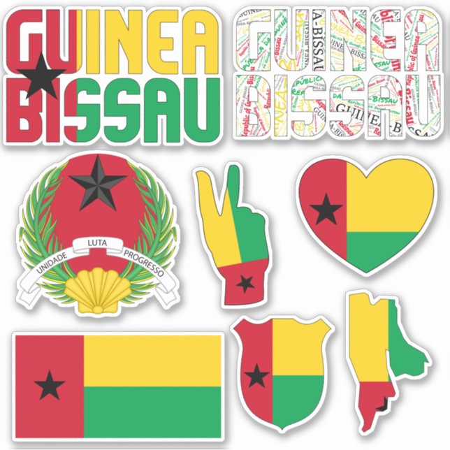 Amazing Guinea-Bissau Shapes National Symbols Sticker (Front)