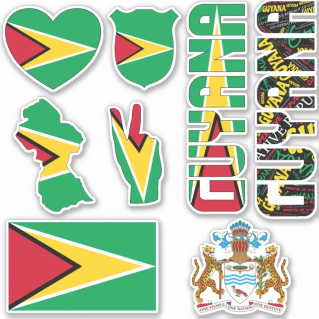 Amazing Guyana Shapes National Symbols Sticker (Front)