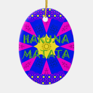 Amazing Hakuna Matata Pink & Purple Abstract Desig Ceramic Ornament