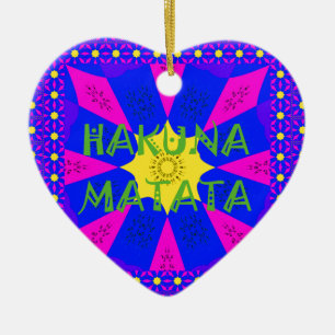 Amazing Hakuna Matata Pink & Purple Abstract Desig Ceramic Ornament