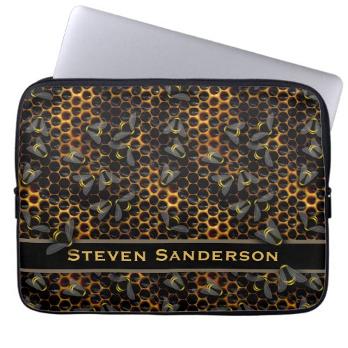 Amazing Honeycomb with Bumble Honey Bees Beehive Laptop Sleeve