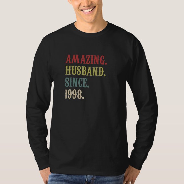 Amazing Husband Since 1998 24 Wedding Aniversary   T-Shirt (Front)