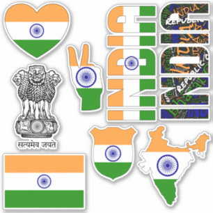 Amazing India Shapes National Symbols Sticker
