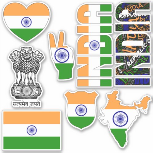 Amazing India Shapes National Symbols Sticker