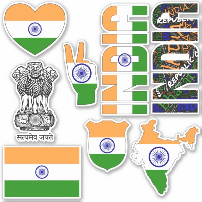 Amazing India Shapes National Symbols Sticker (Front)